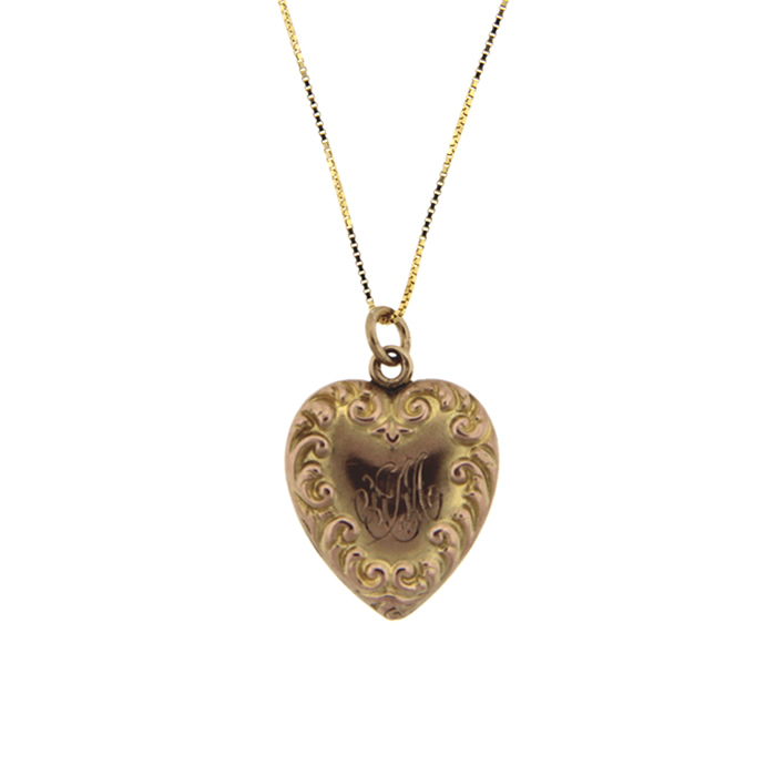 Puffed Heart Turquoise Pendant Necklace - Click Image to Close