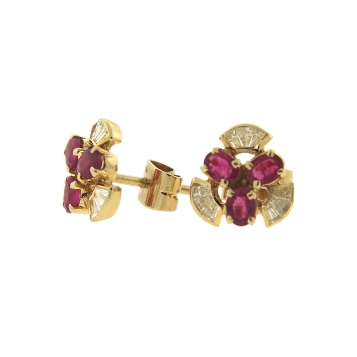 Ruby and Diamond Stud Earrings - Click Image to Close