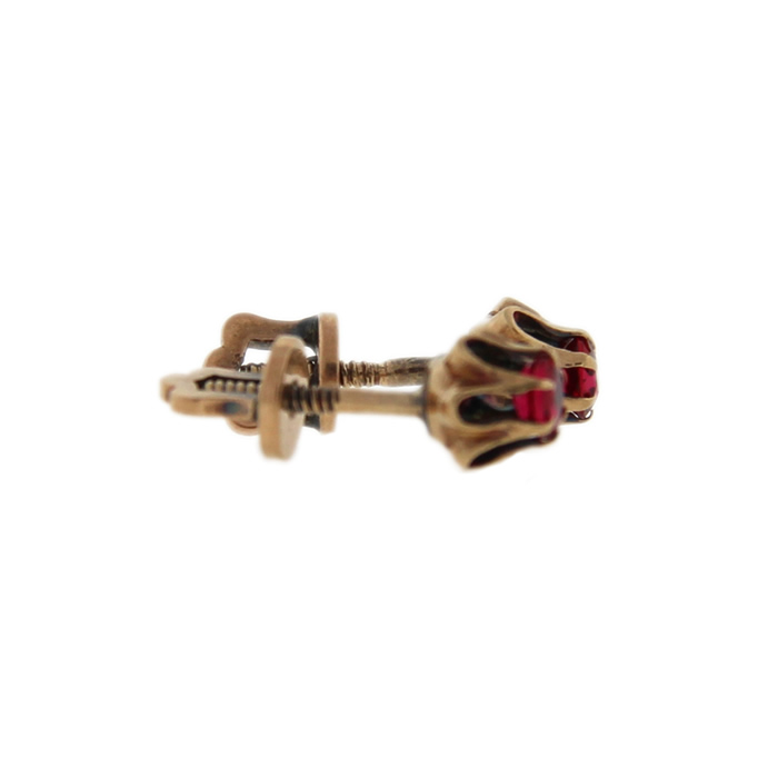 Victorian Paste Ruby Stud Earrings - Click Image to Close