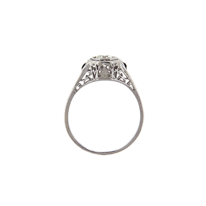 Art Deco Diamond and Sapphire Engagement Ring