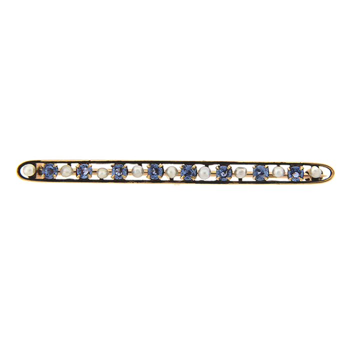 Sapphire and Seed Pearl Pin