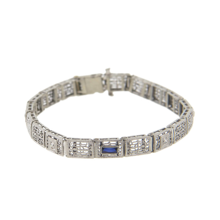 Diamond and Sapphire Filigree Bracelet