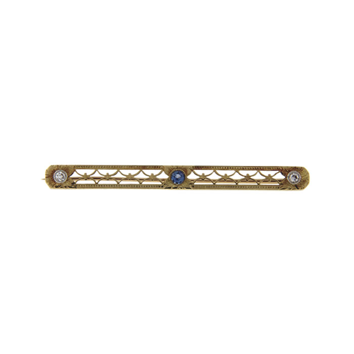 Art Deco Sapphire and Diamond Bar Pin