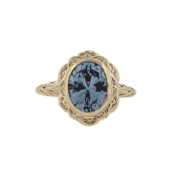 Floral Aquamarine Ring - Click Image to Close