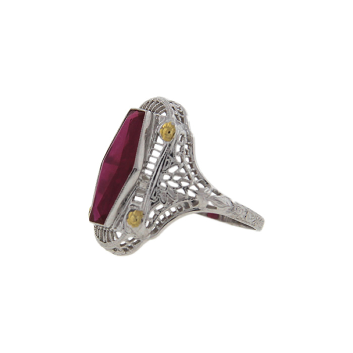 Art Deco Ruby Filigree Ring
