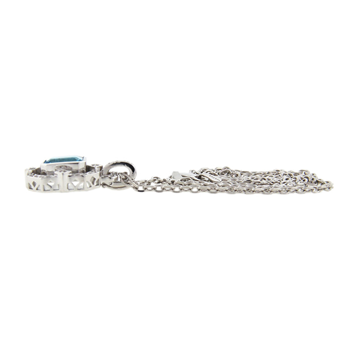 Blue Topaz and Diamond Necklace - Click Image to Close