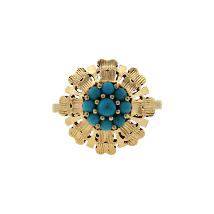 Flower Motif Turquoise Ring