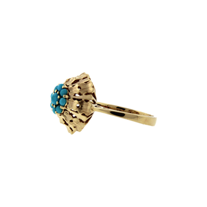Flower Motif Turquoise Ring - Click Image to Close