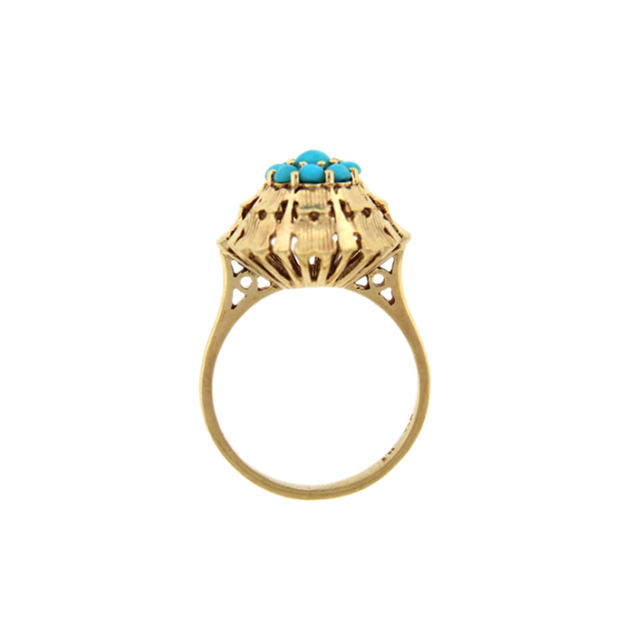 Flower Motif Turquoise Ring - Click Image to Close