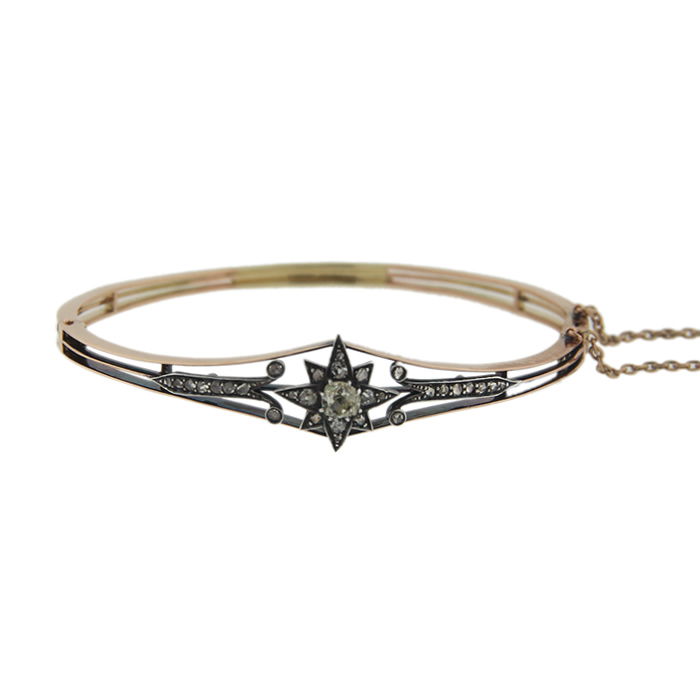 Victorian Diamond Starburst Bangle Bracelet