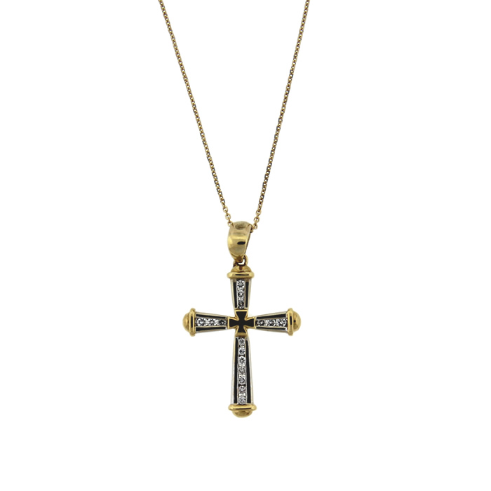 Two-tone Diamond Cross Necklace