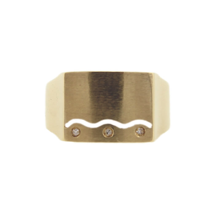 Brushed Yellow Gold and Diamond Band - Click Image to Close