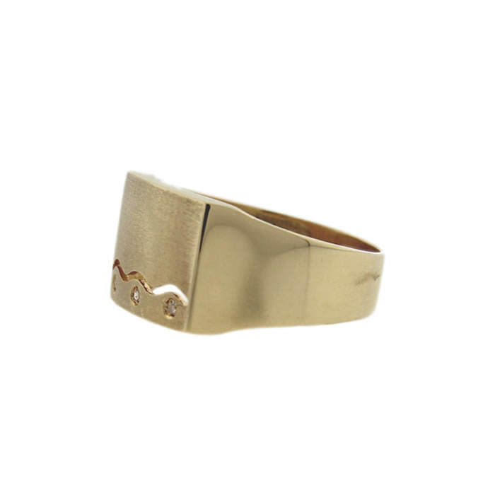 Brushed Yellow Gold and Diamond Band - Click Image to Close