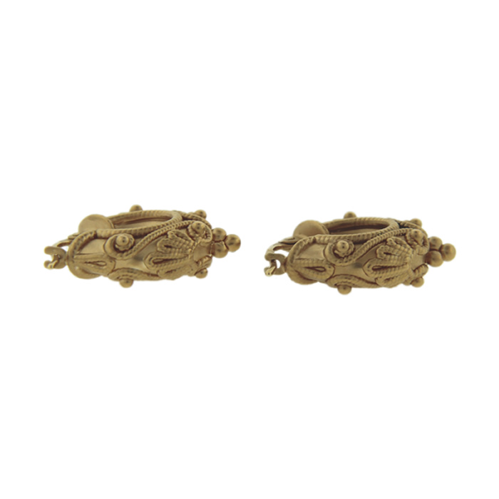 Etruscan Style Gold Hoop Earrings
