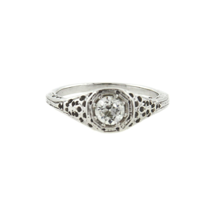 Antique Filigree Diamond Engagement Ring