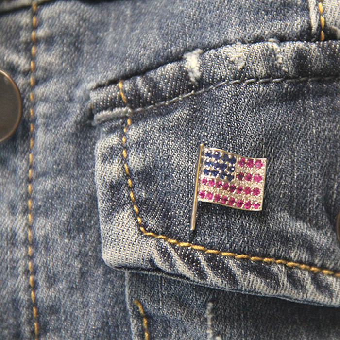 Gemstone American Flag Pin / Pendant