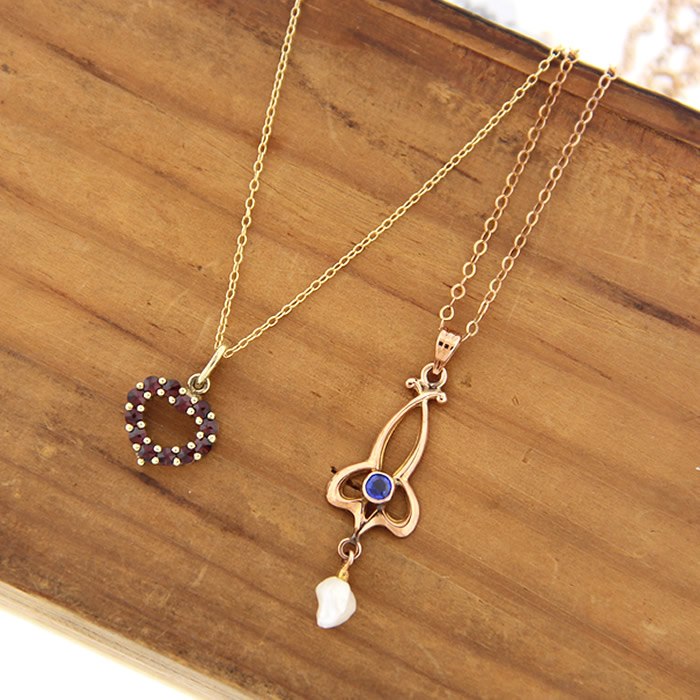 Bohemian Garnet Heart Pendant Necklace