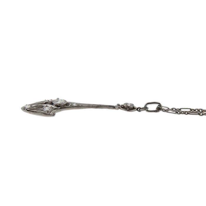 Edwardian Platinum and Diamond Pendant Necklace - Click Image to Close