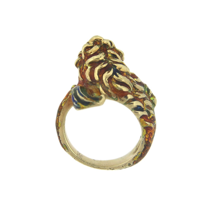 Enamel Lion Ring