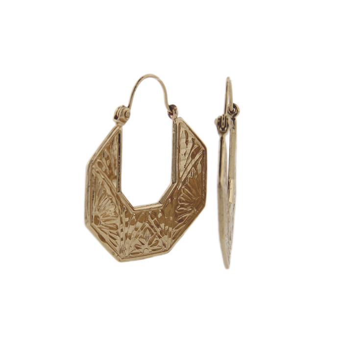 Engraved Octagon Hoop Earrings