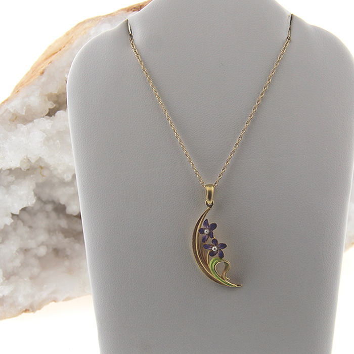 Forget-Me-Not Flower Pendant Necklace - Click Image to Close