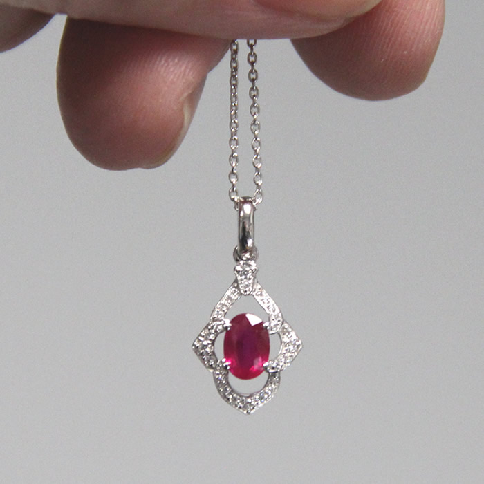 Ruby Diamond Pendant Necklace