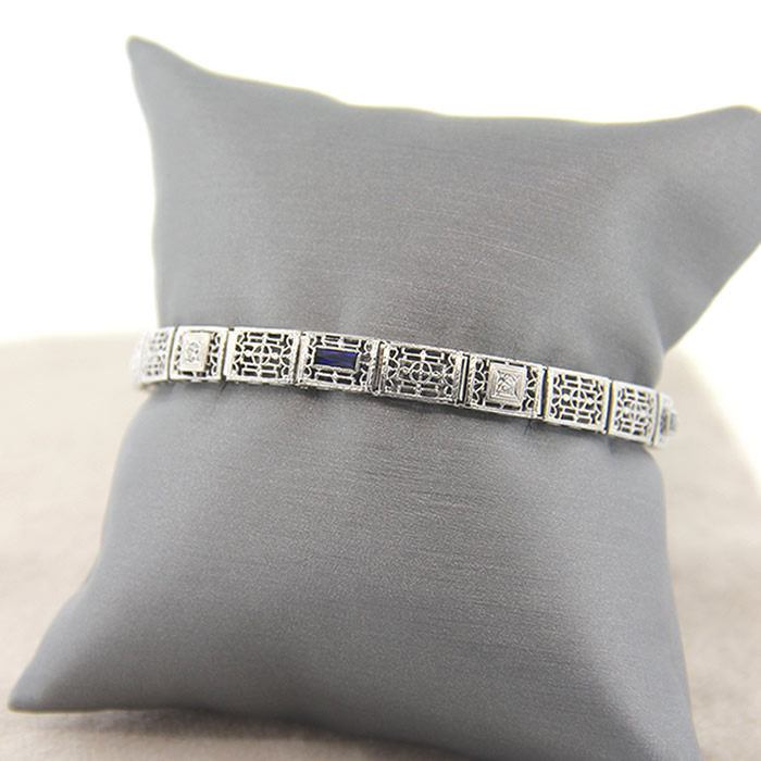 Diamond and Sapphire Filigree Bracelet