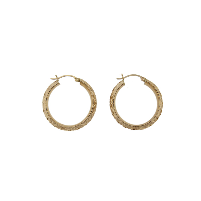 Textured Gold Hoop Earrings - Click Image to Close