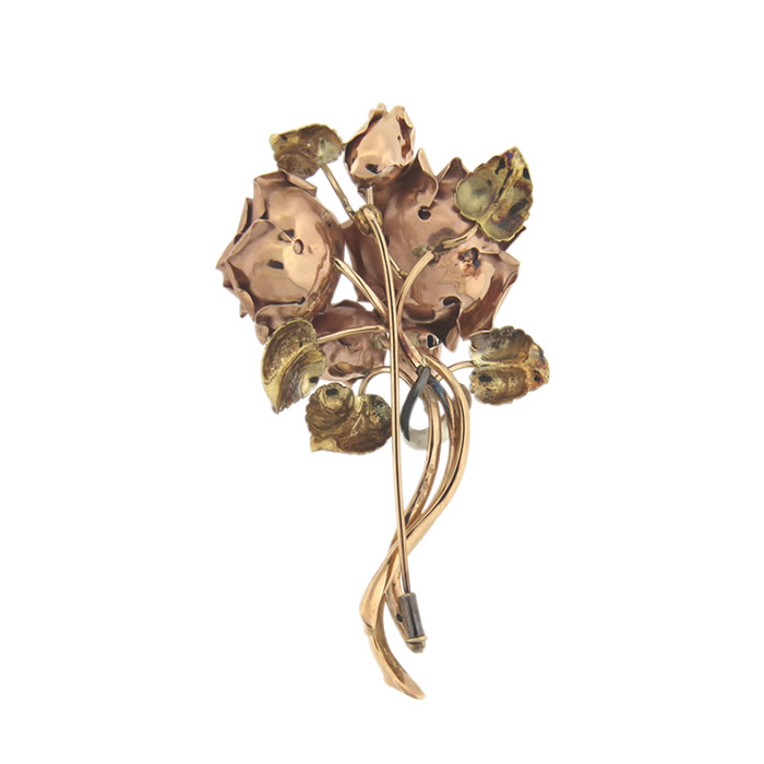 Tri-Color Gold Rose Brooch