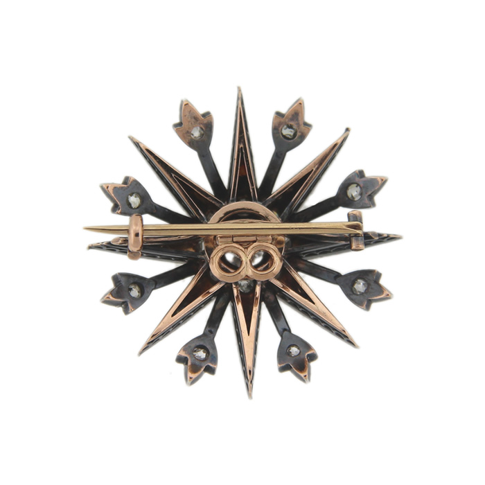 Victorian Diamond Starburst Brooch - Click Image to Close