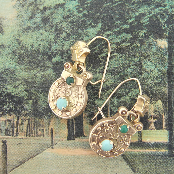 Victorian Turquoise Earrings - Click Image to Close