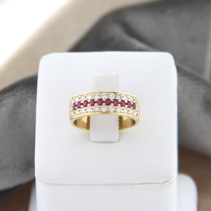 Wide Ruby and Diamond Band - Click Image to Close