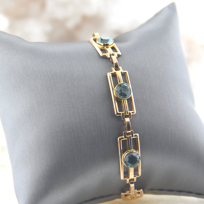 Art Deco Blue Zircon Bracelet